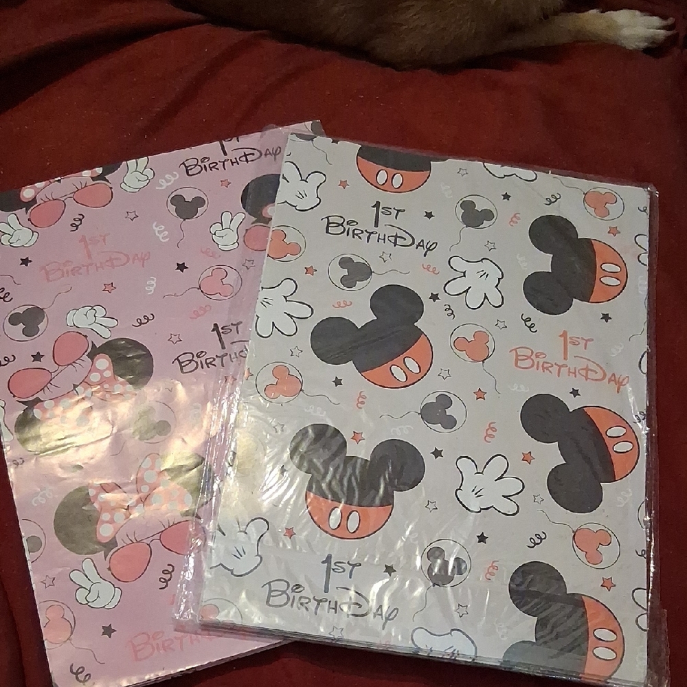 Mickey and Minnie 1st Birthday Wrapping Paper